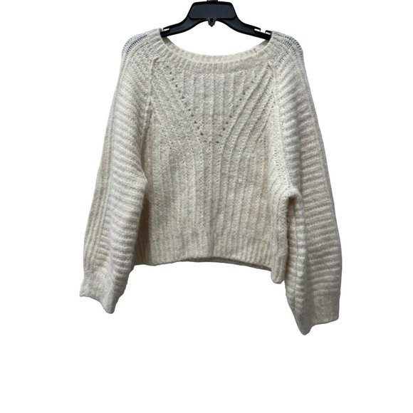 Free People Size S Carter Pullover Sweater Color Ivory MSRP $98 - Picture 3 of 13